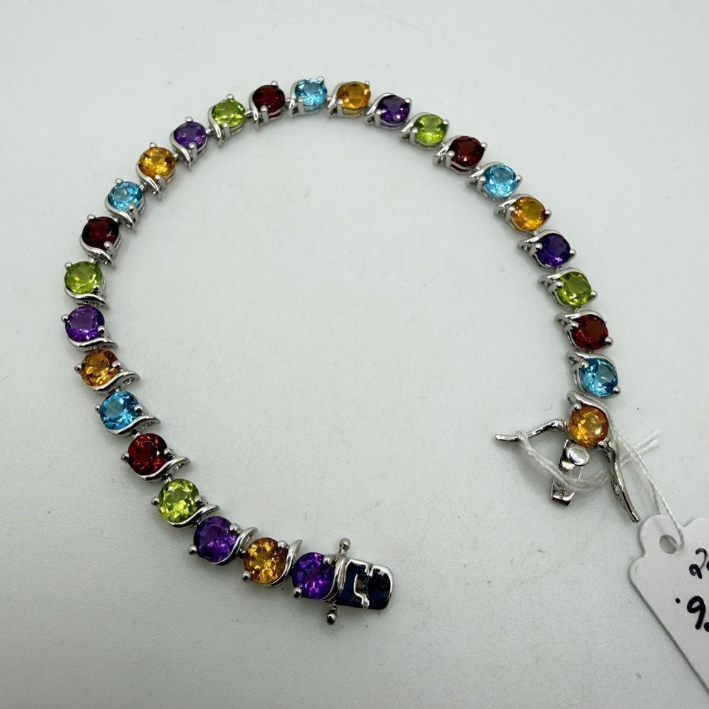 Multi‎ gemstone and sterling silver tennis bracelet!